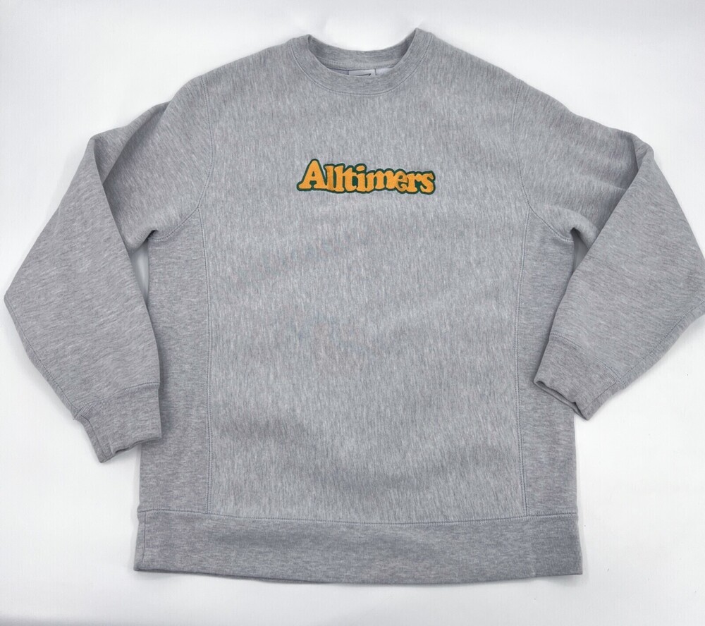 Alltimers Sweater Mens Medium Gray Embroidered Stamped Crew Heavy Skateboards